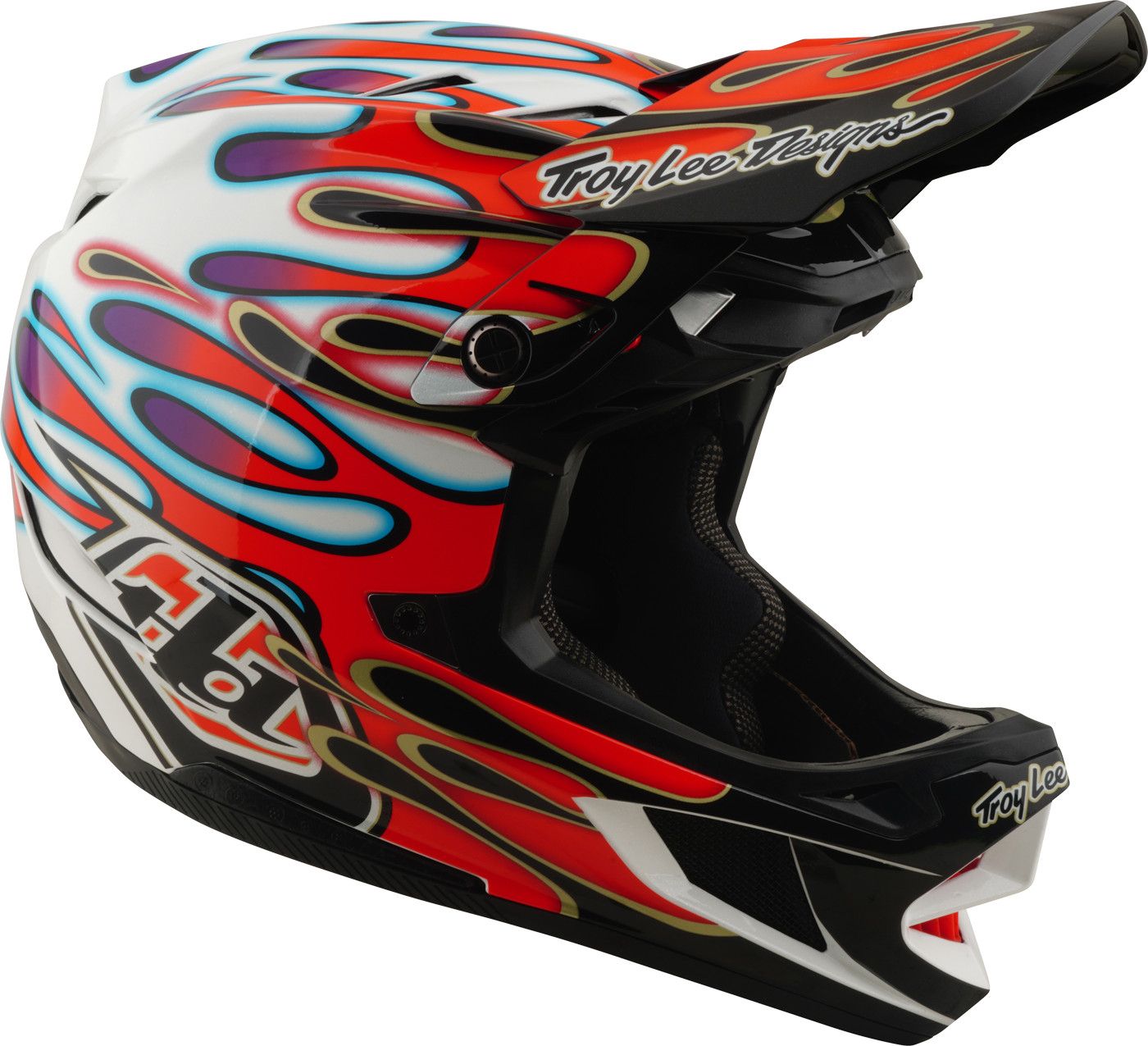 Casque Integral Troy Lee Designs D4 Composite Mips Overspray Blanc/Rouge