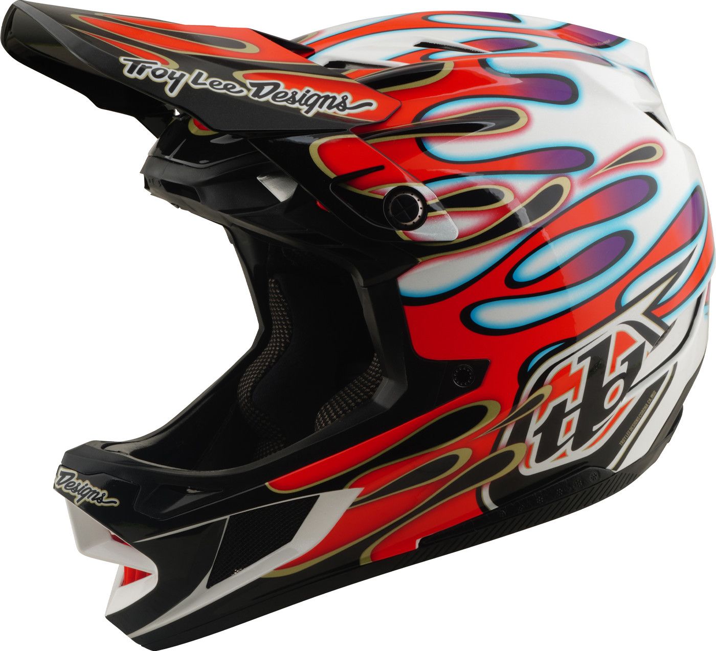 Casque Integral Troy Lee Designs D4 Composite Mips Overspray Blanc/Rouge