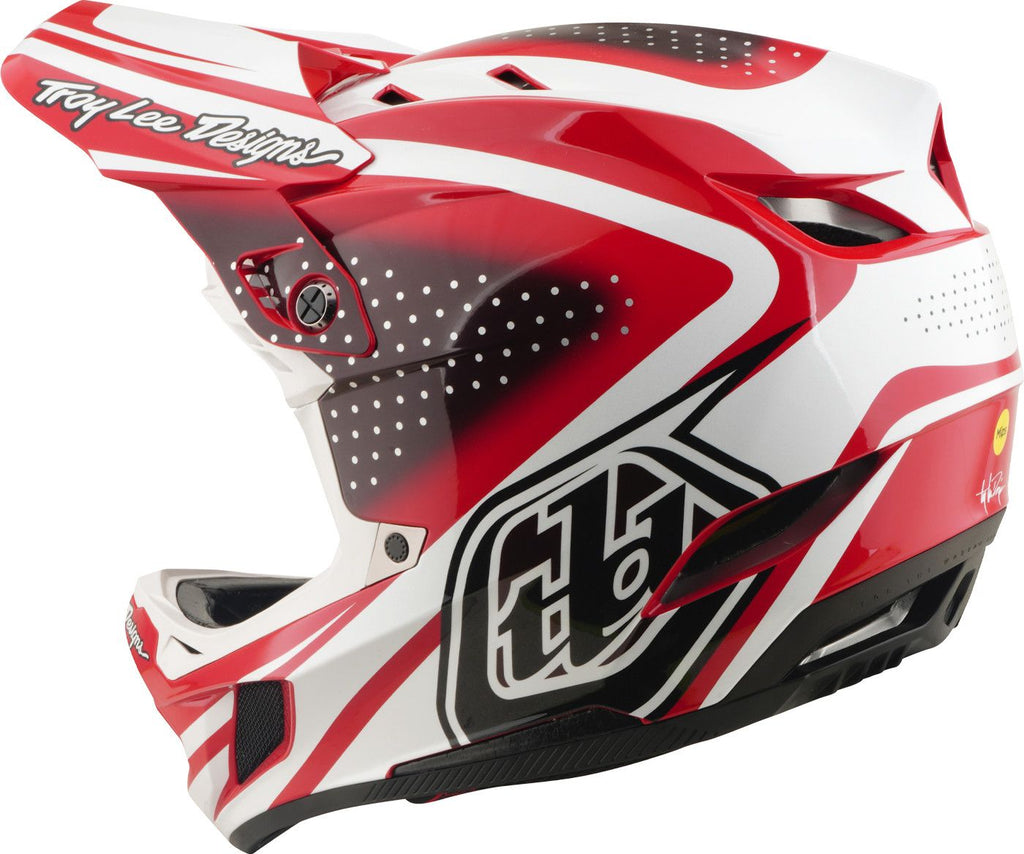 Casque Integral Troy Lee Designs D4 Polyacrilite Mips The Line Fire/Blanc