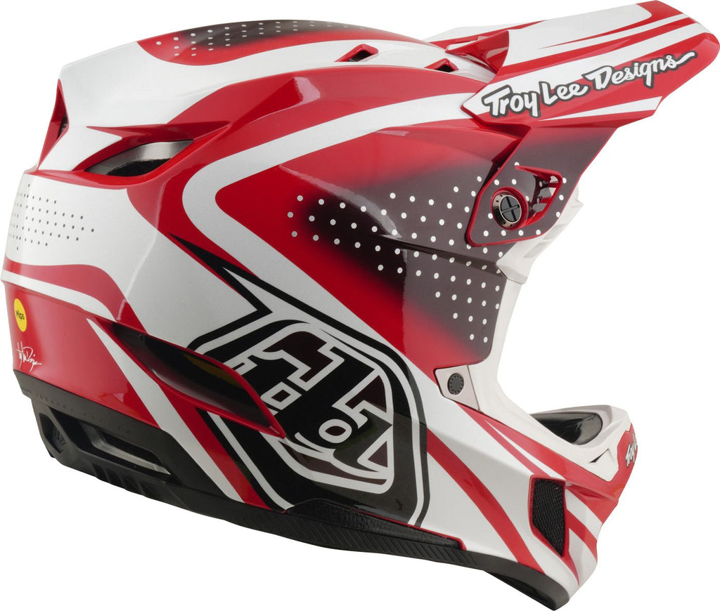 Casque Integral Troy Lee Designs D4 Polyacrilite Mips The Line Fire/Blanc