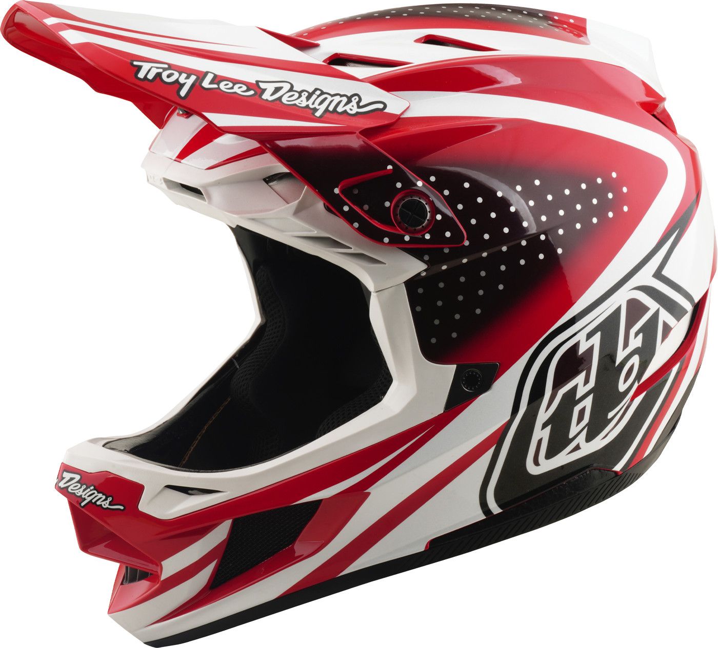 Casque Integral Troy Lee Designs D4 Polyacrilite Mips The Line Fire/Blanc