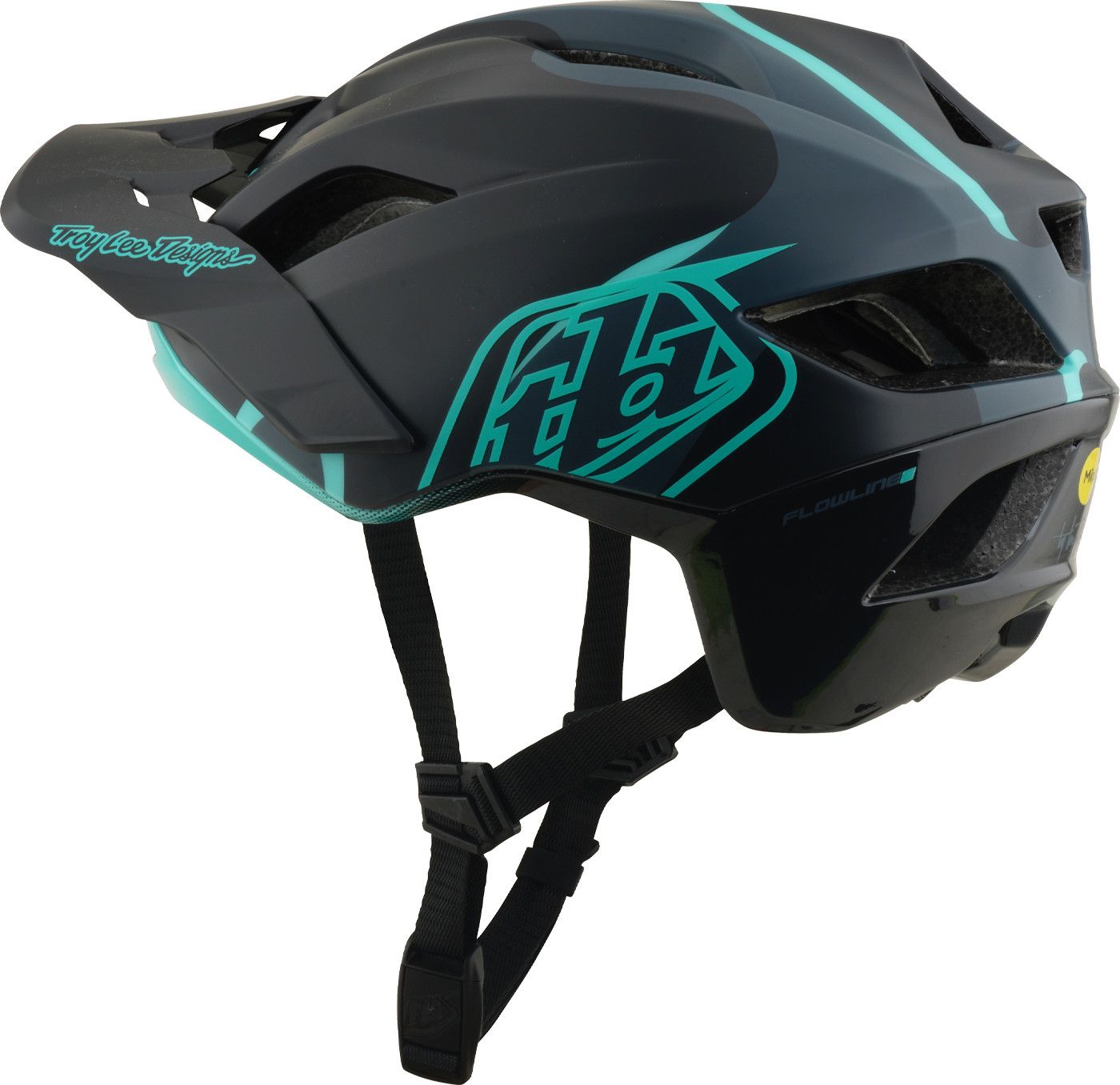 Casque VTT Troy Lee Designs Flowline SE Mips Badge Carbon Real Teal