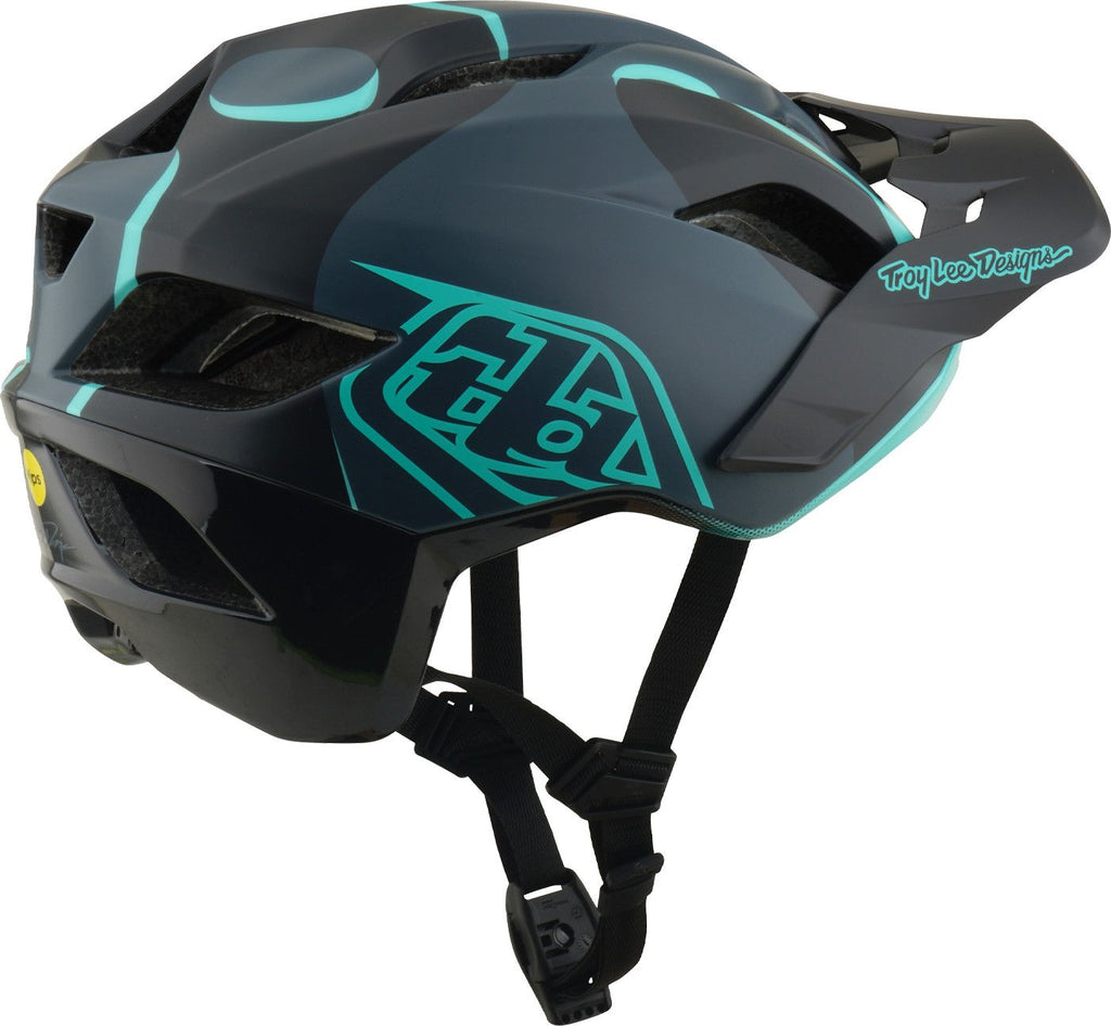 Casque VTT Troy Lee Designs Flowline SE Mips Badge Carbon Real Teal
