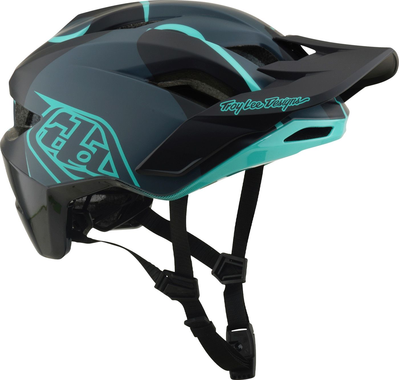 Casque VTT Troy Lee Designs Flowline SE Mips Badge Carbon Real Teal