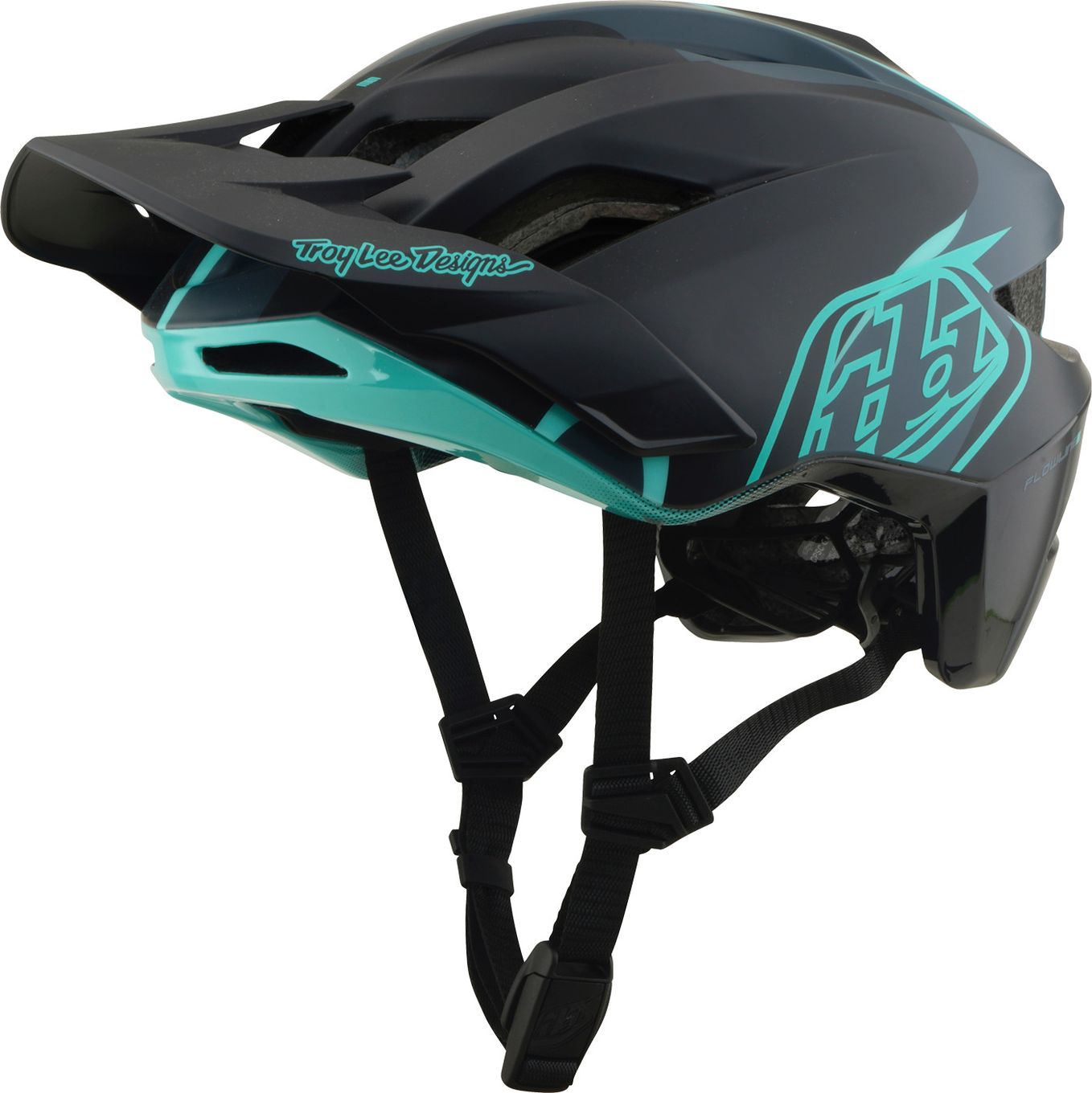 Casque VTT Troy Lee Designs Flowline SE Mips Badge Carbon Real Teal