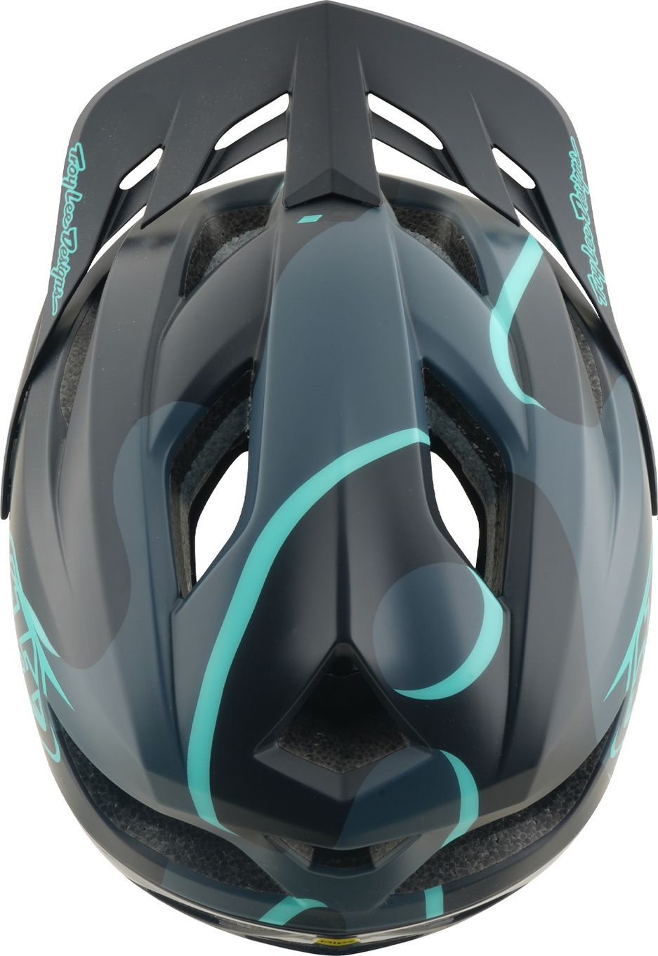 Casque VTT Troy Lee Designs Flowline SE Mips Badge Carbon Real Teal
