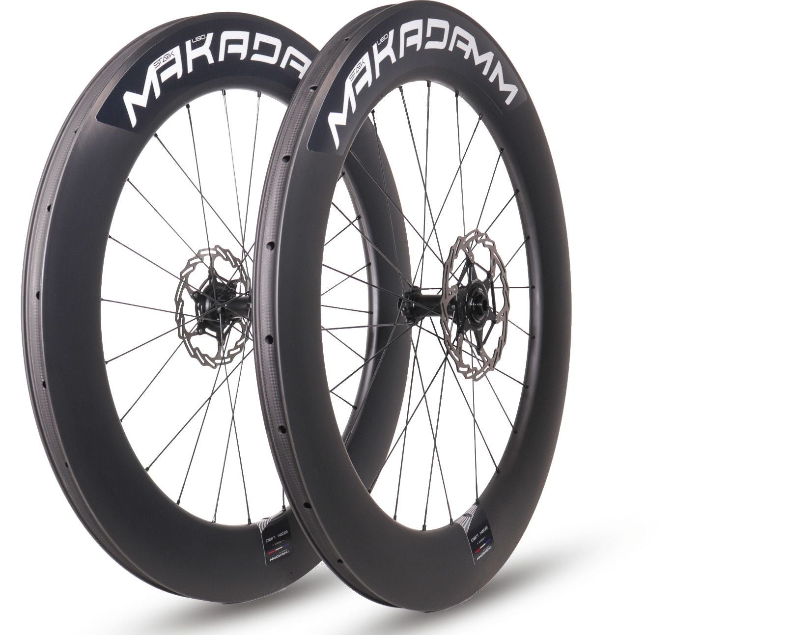 Paire de roues carbone route – MaKadamm stark u80 disc premium à pneus – 1738gr la paire – centerlock – axe 12x100 | 12x142