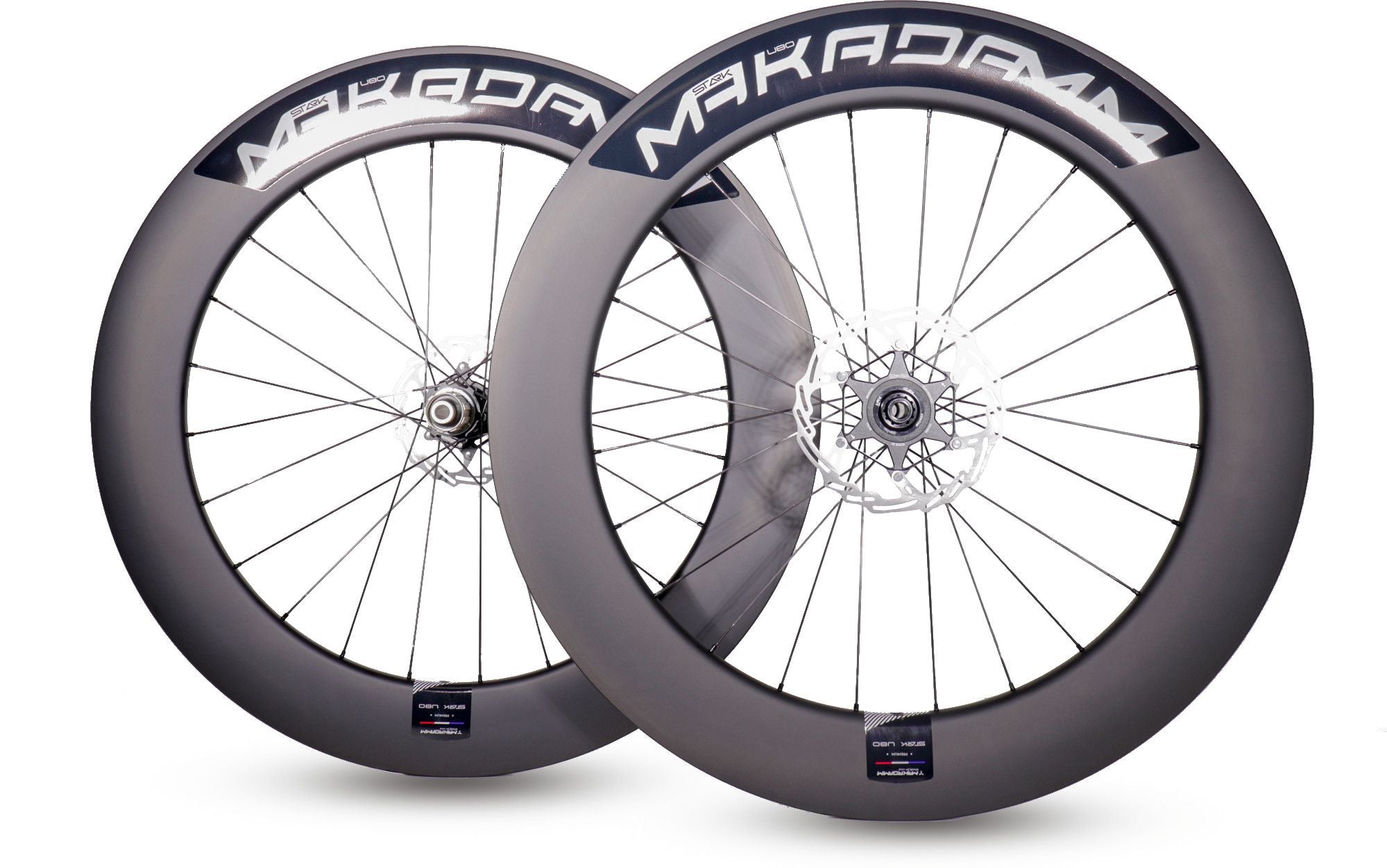 Paire de roues carbone route – MaKadamm stark u80 disc premium à pneus – 1738gr la paire – centerlock – axe 12x100 | 12x142