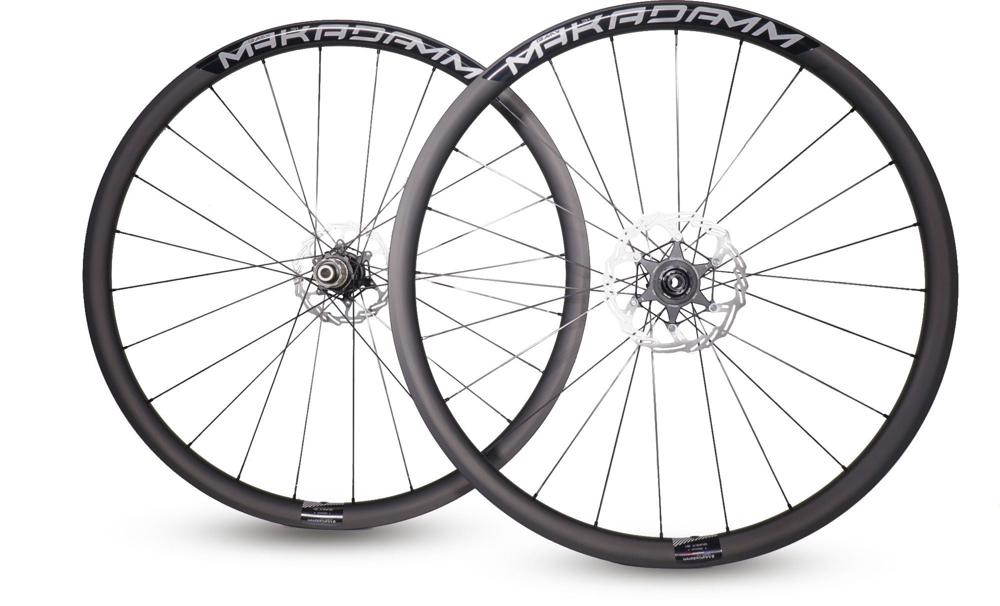 Paire de roues carbone gravel – MaKadamm gravax 31 disc premium à pneus – 1213gr la paire – centerlock – axe 12x100 | 12x142