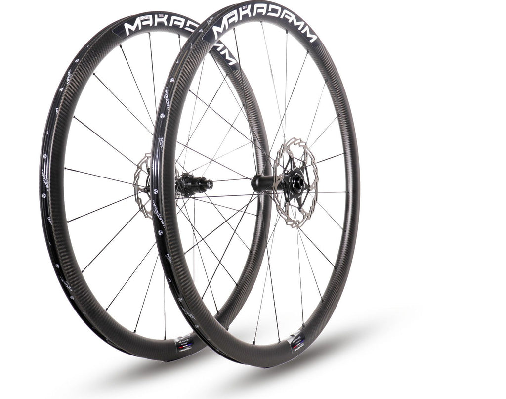 Paire de roues carbone route – MaKadamm evora 35 disc xpremium à pneus – 1165 gr la paire – centerlock – axe 12x100 | 12x142
