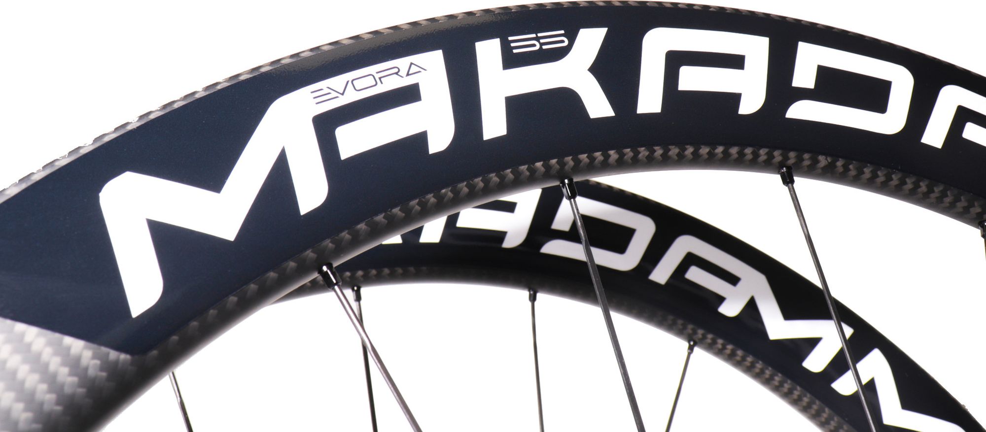 Paire de roues carbone route – MaKadamm evora 55 disc xpremium à pneus – 1345 gr la paire – centerlock – axe 12x100 | 12x142
