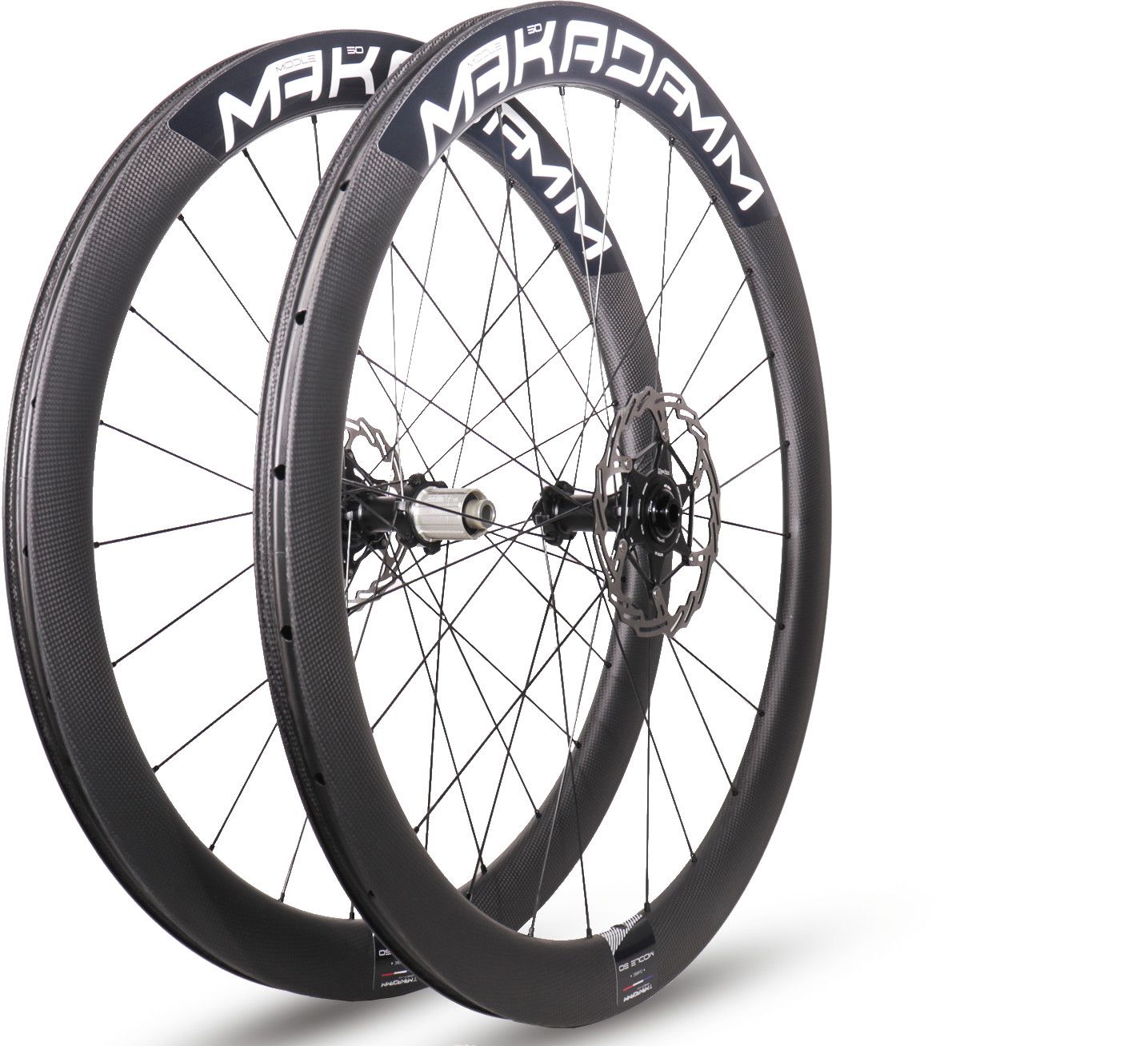 Paire de roues carbone route – MaKadamm middle 50 disc classic à pneus – 1498gr la paire – centerlock – axe 12x100 | 12x142