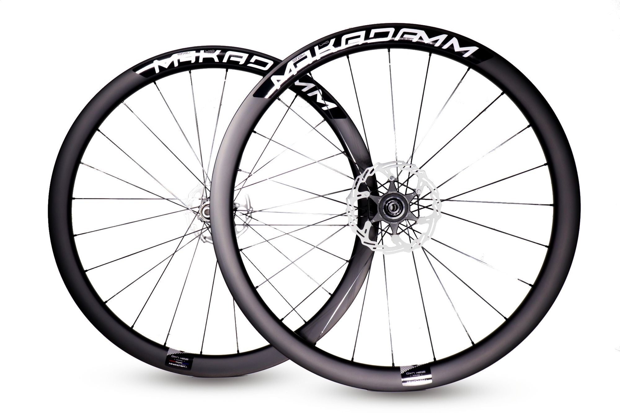 Paire de roues carbone route – MaKadamm stark u40 disc premium à pneus – 1337gr la paire – centerlock – axe 12x100 | 12x142