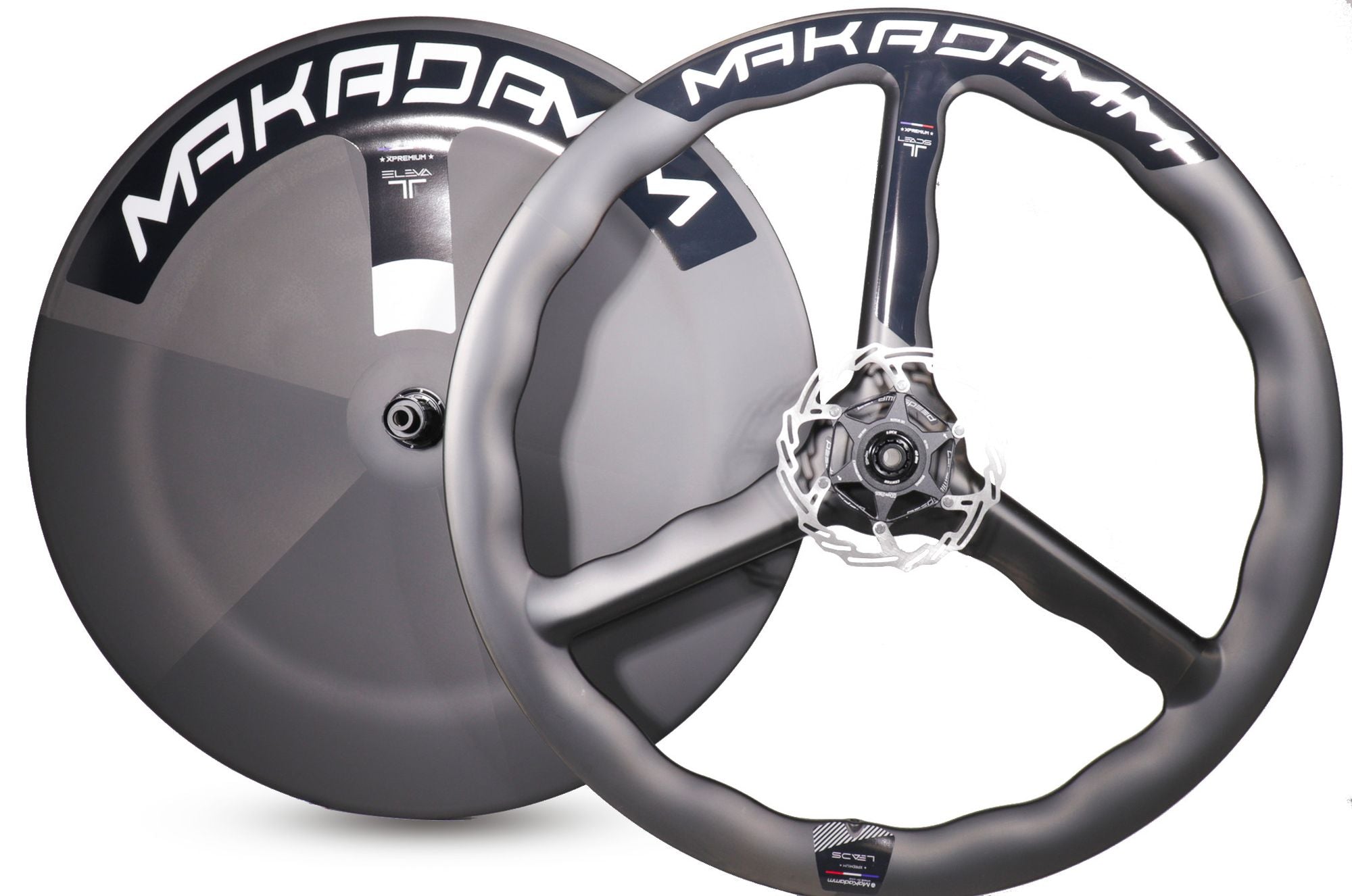 Paire de roues carbone route – MaKadamm eleva/leads disc xpremium à pneus – 1553gr la paire – centerlock – axe 12x100 | 12x142