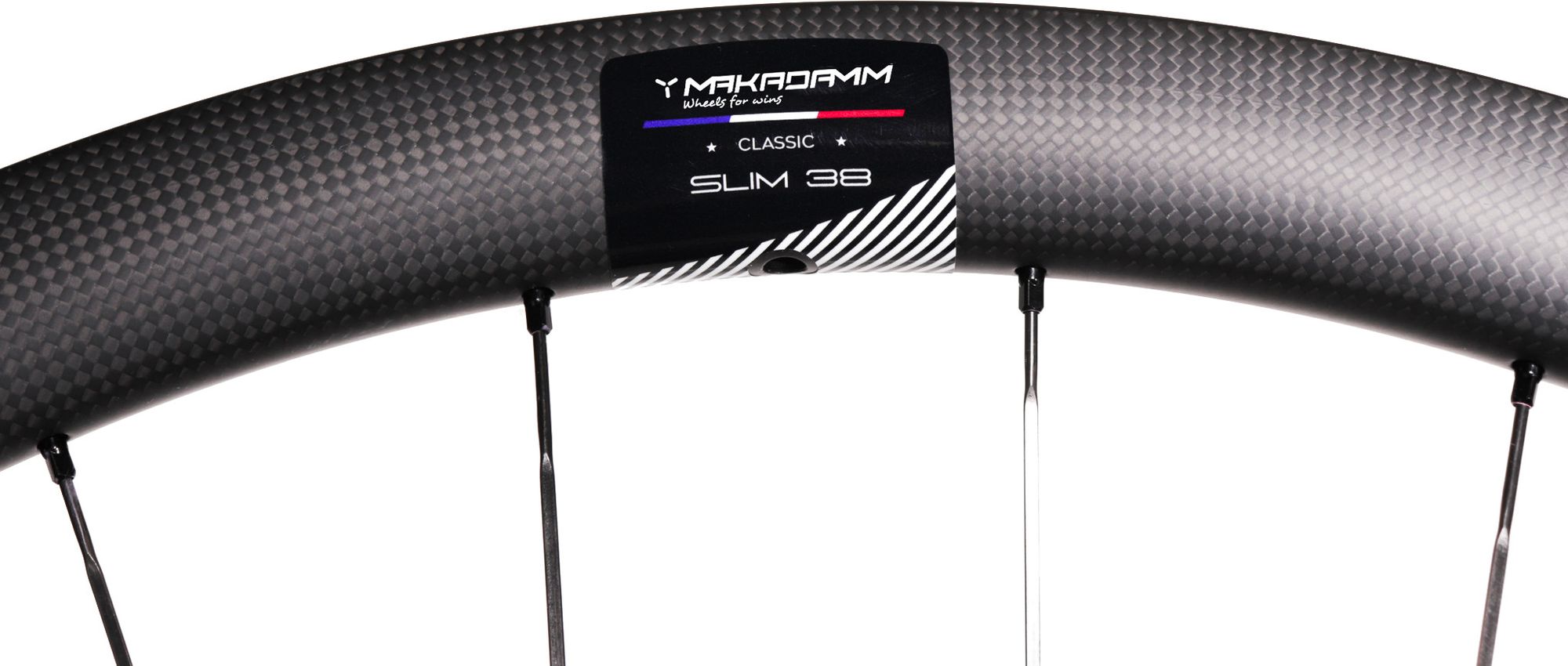 Paire de roues carbone route – MaKadamm slim 38 disc classic à pneus – 1422 gr la paire – centerlock – axe 12x100 | 12x142