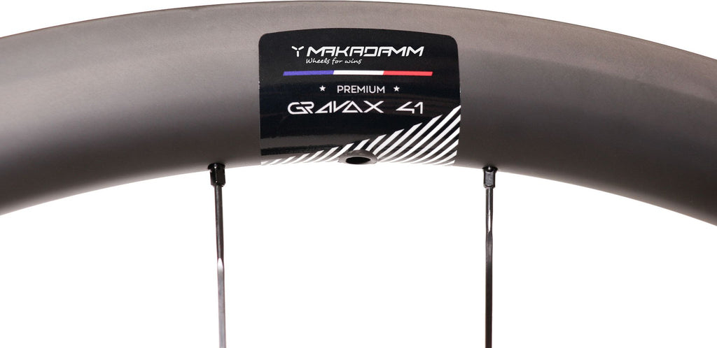 Paire de Roues carbone Gravel - MaKadamm gravax 41 premium à pneus - 1292gr la paire - centerlock - axe 12X100 | 12X142