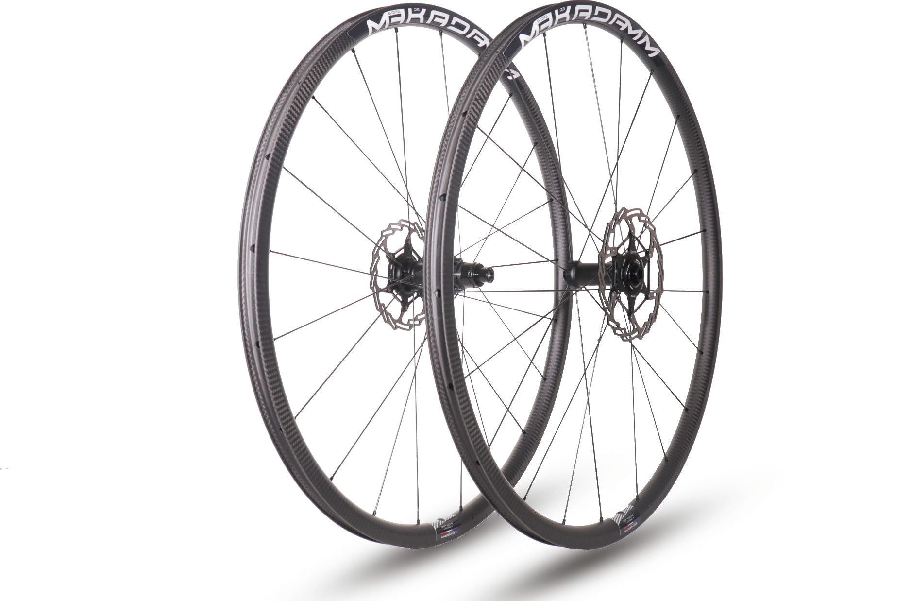 Paire de roues carbone route – MaKadamm evora 25 disc xpremium à pneus – 1130 gr la paire – centerlock – axe 12x100 | 12x142
