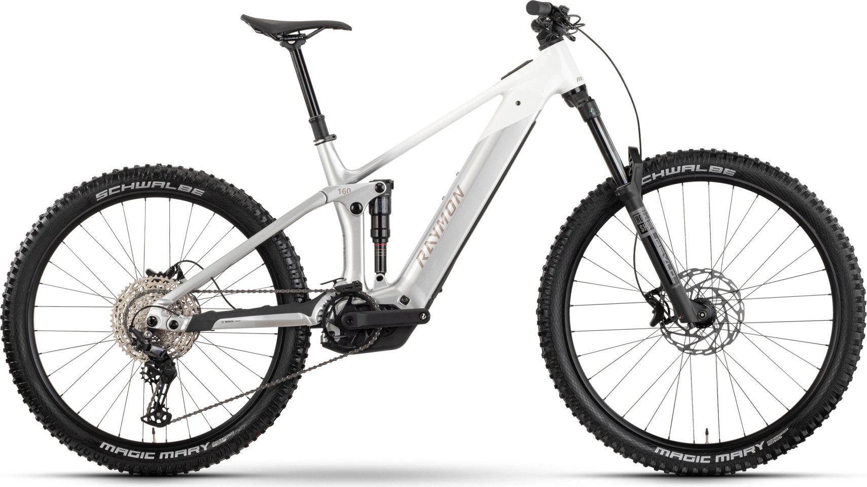 VTT Électrique Tout-Suspendu Raymon Vamok Comp Shimano 12V 800Wh Bosch 120 Nm MX(29/27.5'') Gris/Blanc 2026
