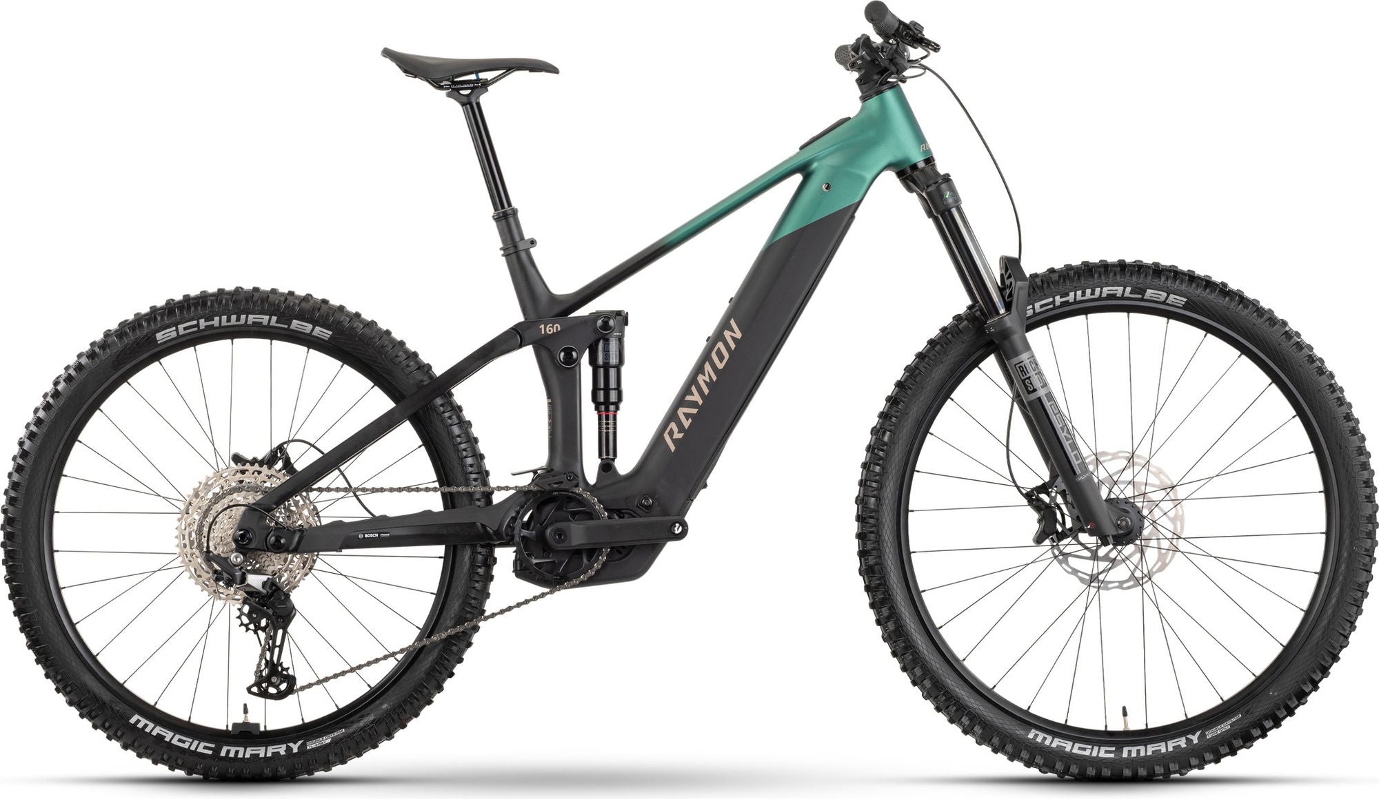 VTT Électrique Tout-Suspendu Raymon Vamok Shimano 12V 800Wh Bosch 120 Nm MX(29/27.5'') Noir/Vert 2026