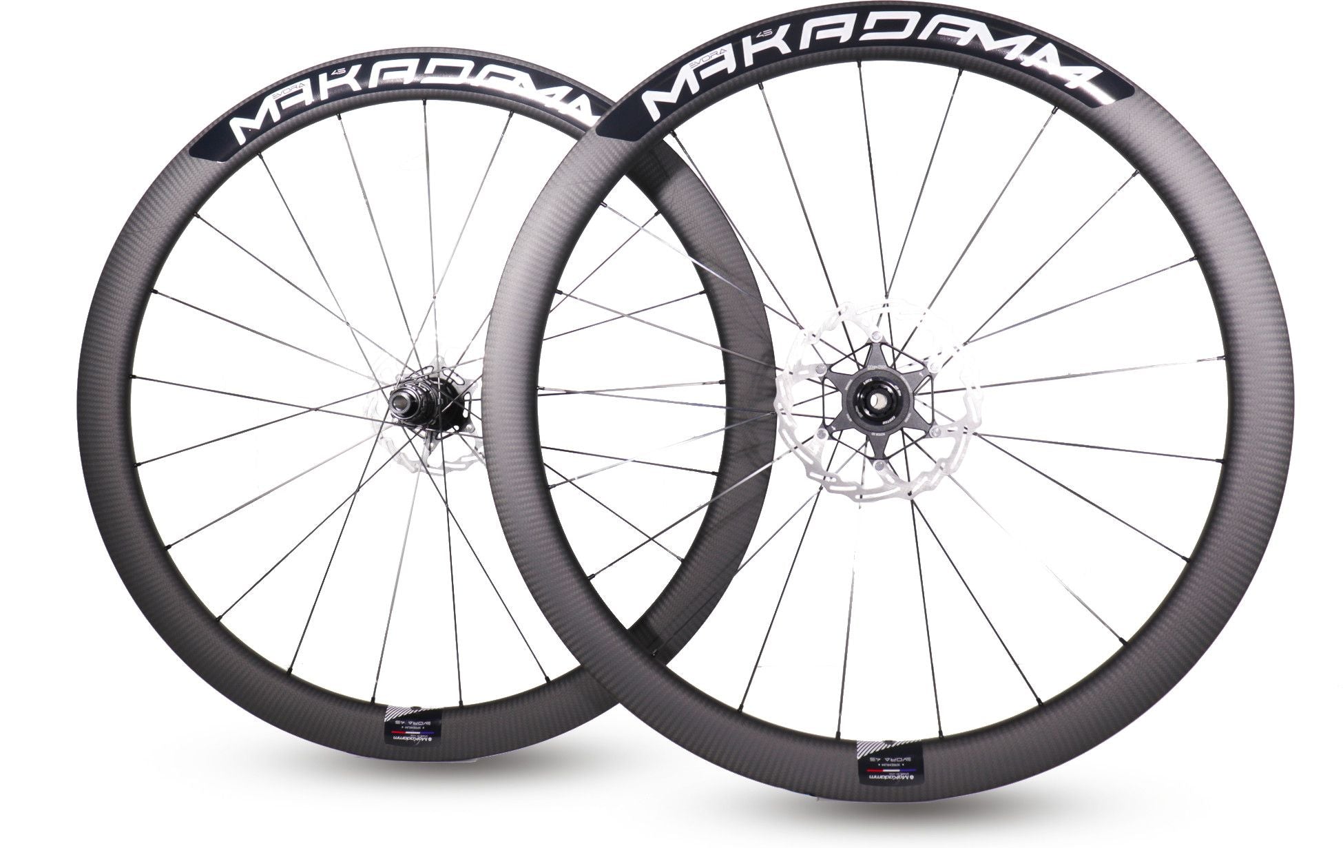 Paire de roues carbone route – MaKadamm evora 45 disc xpremium à pneus – 1265 gr la paire – centerlock – axe 12x100 | 12x142
