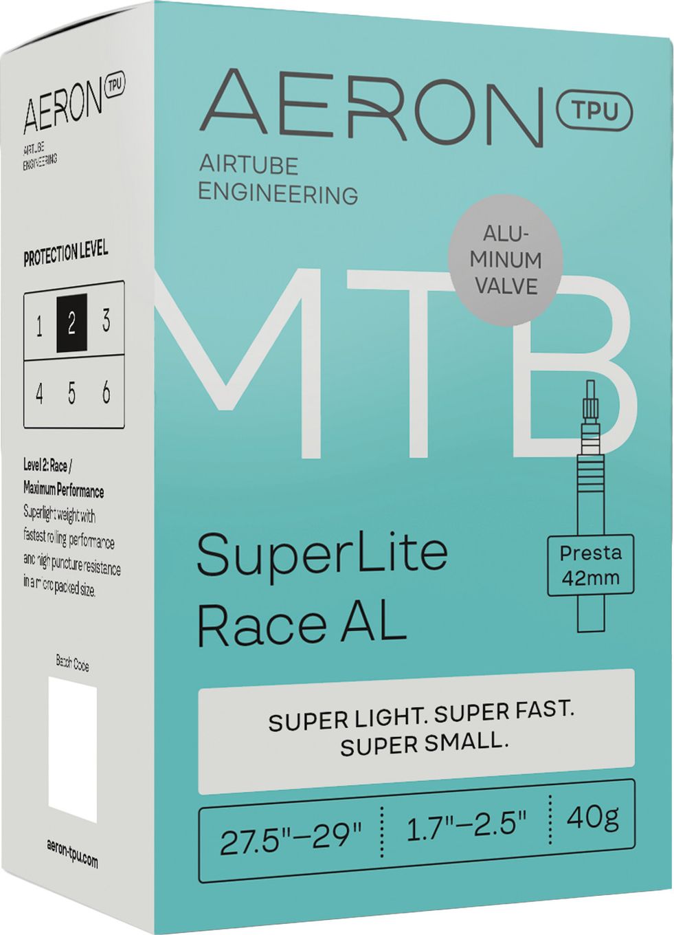 Chambre à Air Allégée Aeron TPU MTB SuperLite Race AL 27.5"-29" Presta 42 mm