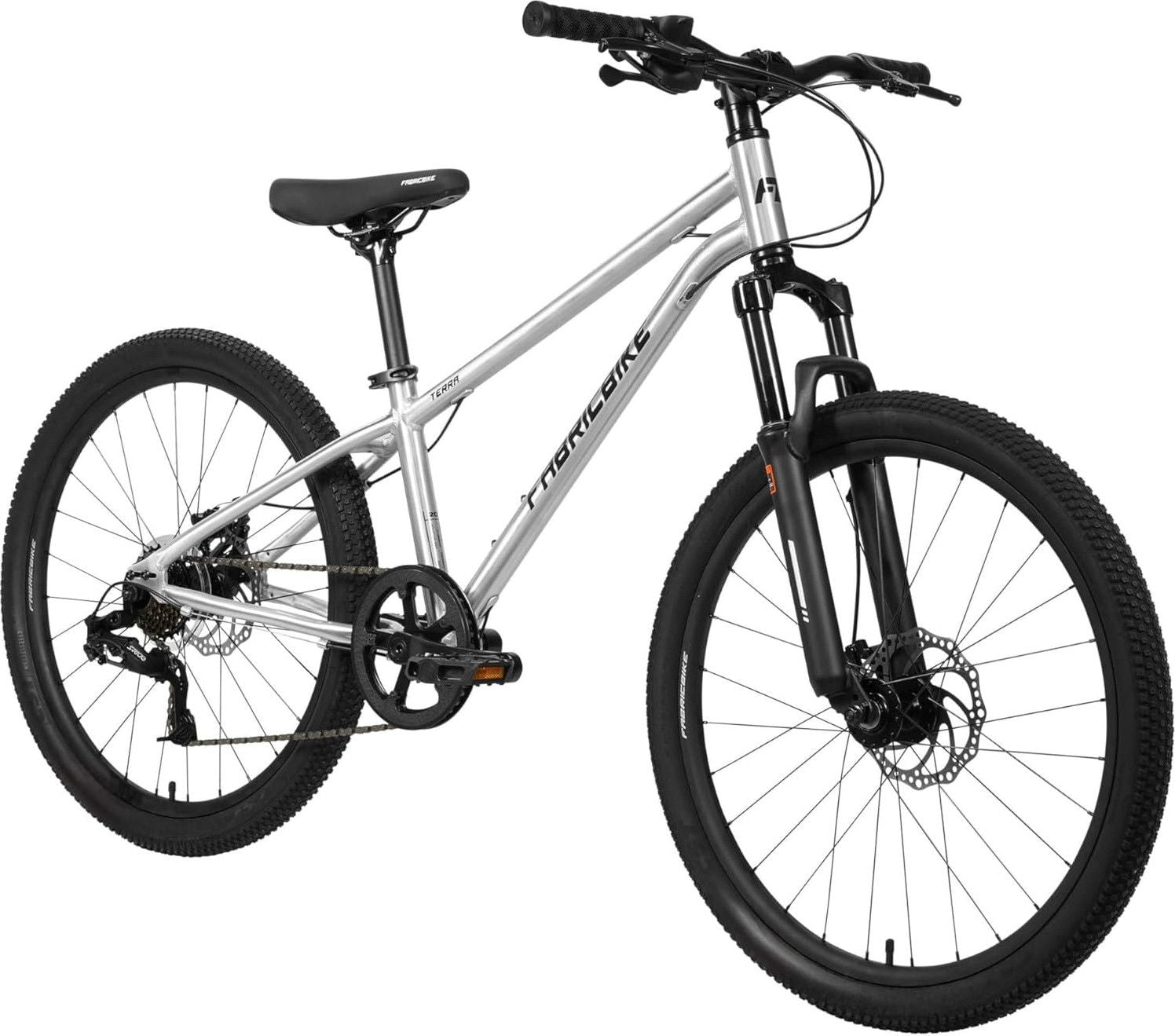 Terra - VTT 24" alu, 8-12 ans, 7 vit., freins à disque, suspension.