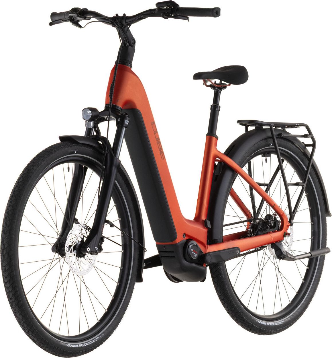 VTC Électrique Cube Touring Hybrid Comfort SLX 800 Easy Entry Shimano Nexus 5V Courroie 800 Wh 700 mm Rouge Orange Chilli 2026