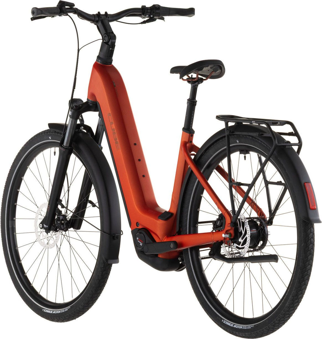 VTC Électrique Cube Touring Hybrid Comfort SLX 800 Easy Entry Shimano Nexus 5V Courroie 800 Wh 700 mm Rouge Orange Chilli 2026