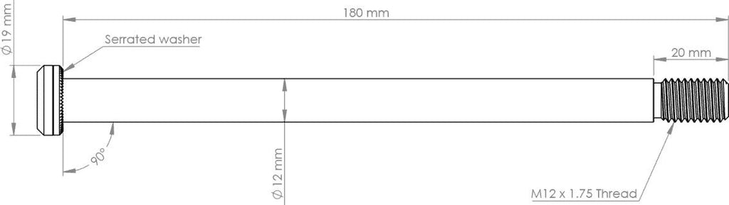 Axe Arrière VTT  Burgtec 180 x 12 mm | M12x1.75 | Noir