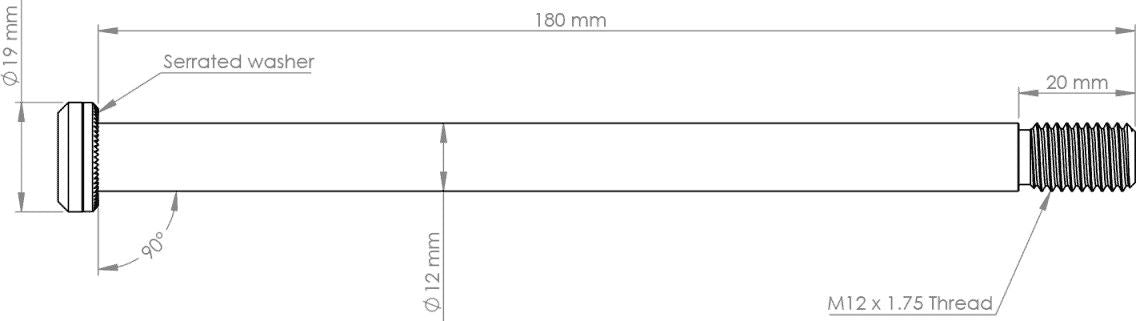 Axe Arrière VTT  Burgtec 180 x 12 mm | M12x1.75 | Noir