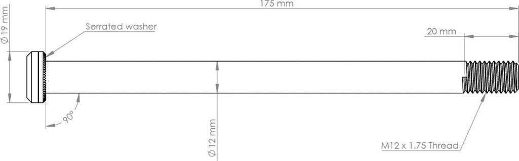Axe Arrière VTT Burgtec 174 x 12 mm | M12x1.75 | Noir