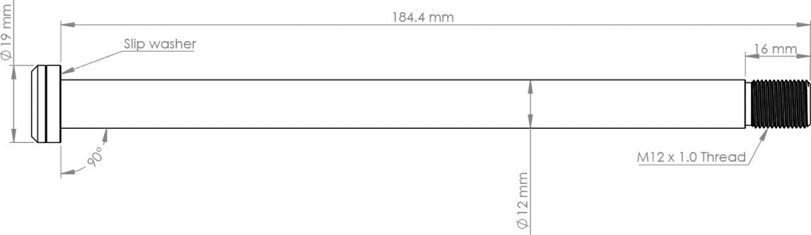 Axe Arrière VTT Burgtec Trek 184.5 mm | M12x1.0 | Noir