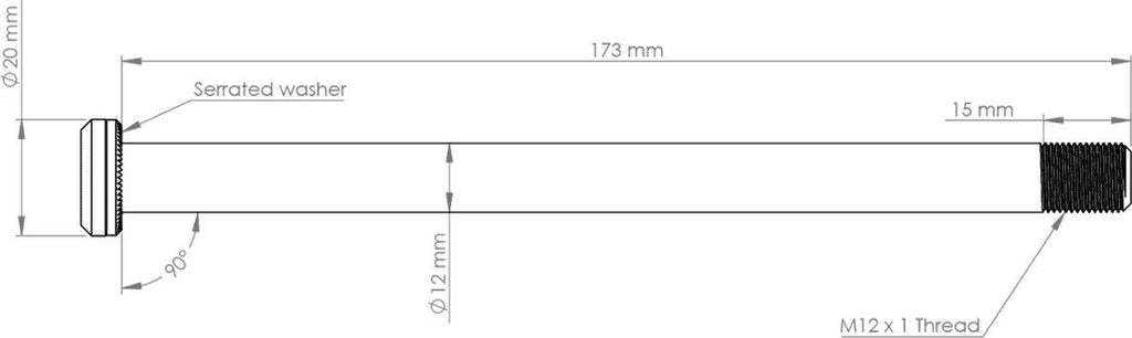 Axe Arrière VTT Burgtec Santa Cruz 173.7 mm | M12x1.0 | Noir
