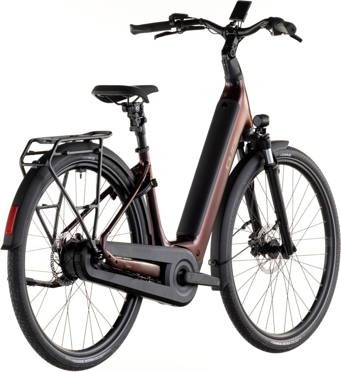 Vélo de Ville Électrique Cube Supreme Hybrid Comfort Pro 600 Easy Entry Enviolo Trekking 600 Wh 700 mm Violet Orange Solareclipse 2026
