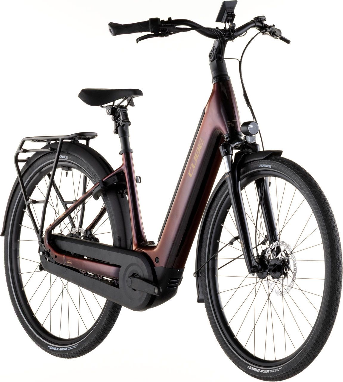 Vélo de Ville Électrique Cube Supreme Hybrid Comfort Pro 600 Easy Entry Enviolo Trekking 600 Wh 26'' Violet Orange Solareclipse 2026
