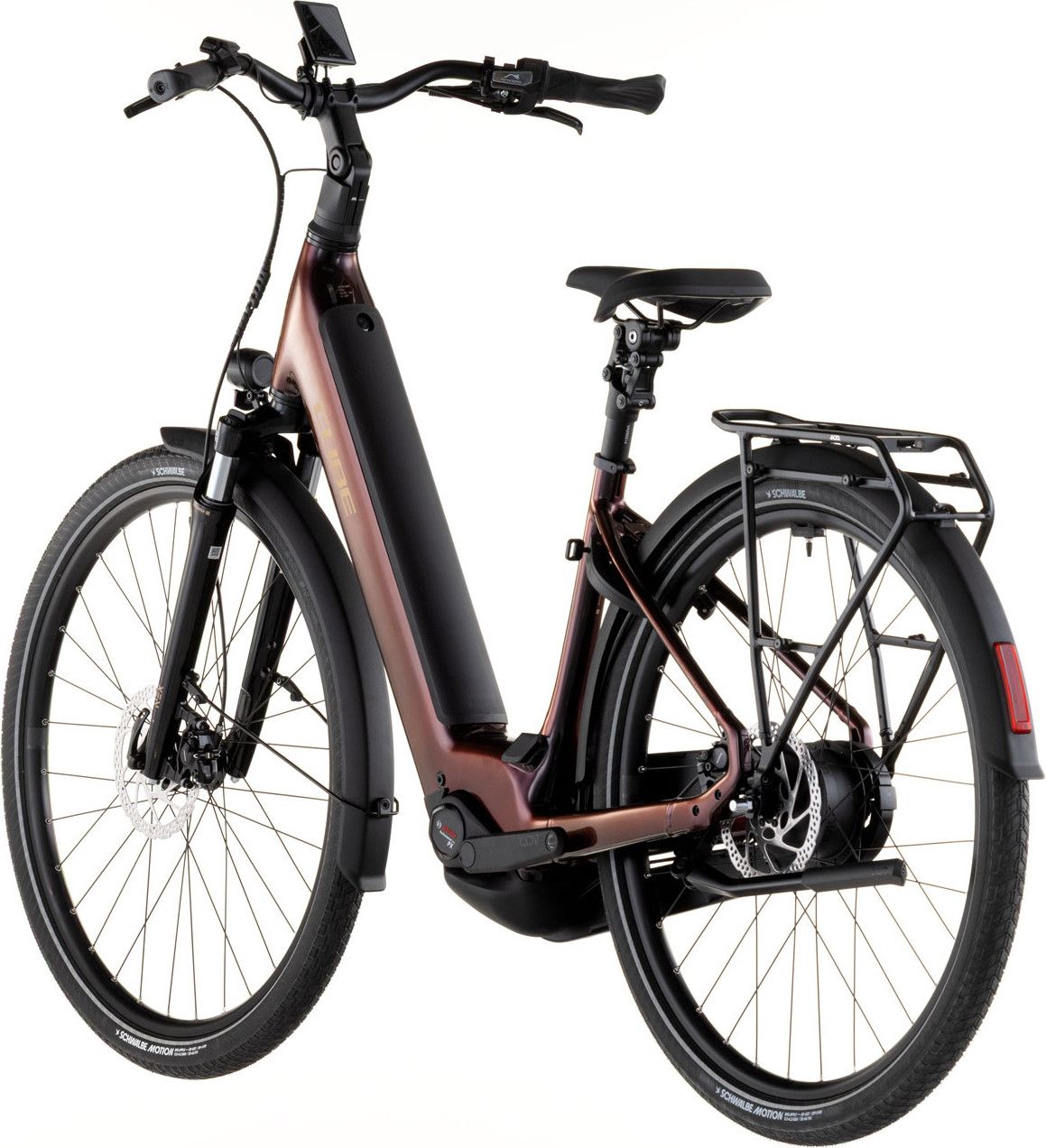 Vélo de Ville Électrique Cube Supreme Hybrid Comfort Pro 600 Easy Entry Enviolo Trekking 600 Wh 26'' Violet Orange Solareclipse 2026