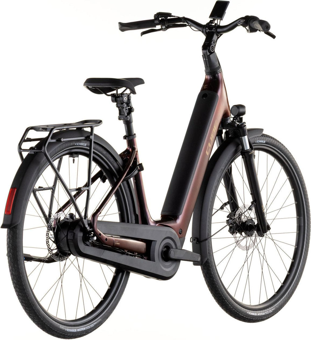 Vélo de Ville Électrique Cube Supreme Hybrid Comfort Pro 600 Easy Entry Enviolo Trekking 600 Wh 26'' Violet Orange Solareclipse 2026