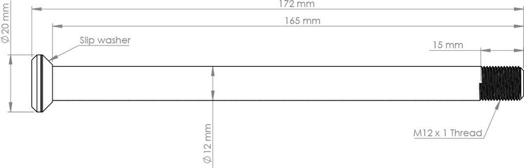 Axe Arrière VTT Burgtec Specialized 172 mm | M12x1.0 | Noir