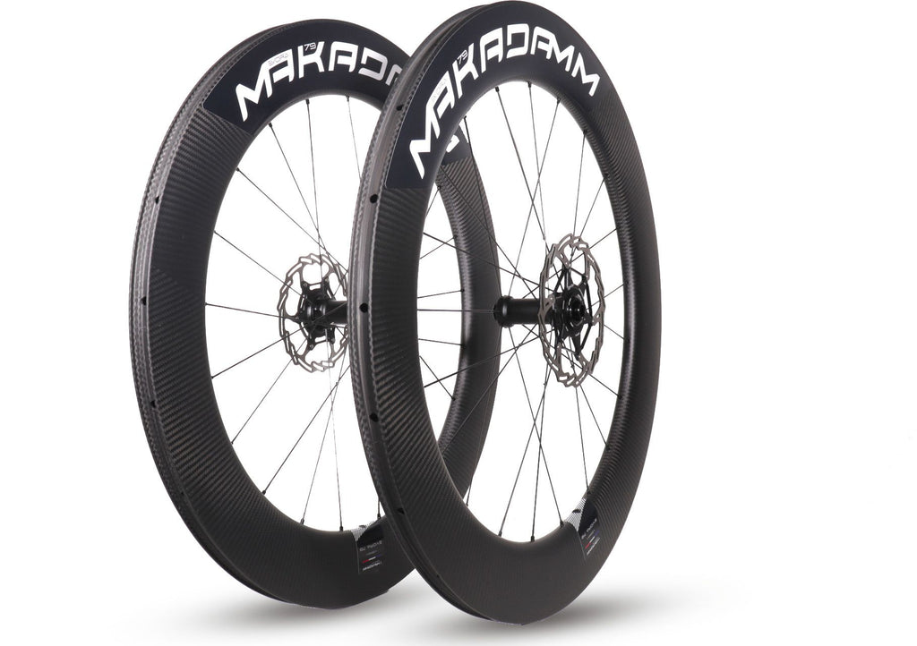 Paire de roues carbone route – MaKadamm evora 79 disc xpremium à pneus – 1492 gr la paire – centerlock – axe 12x100 | 12x142