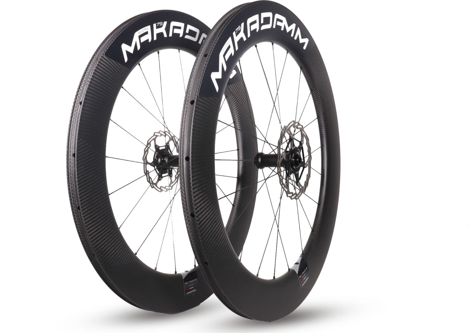 Paire de roues carbone route – MaKadamm evora 79 disc xpremium à pneus – 1492 gr la paire – centerlock – axe 12x100 | 12x142