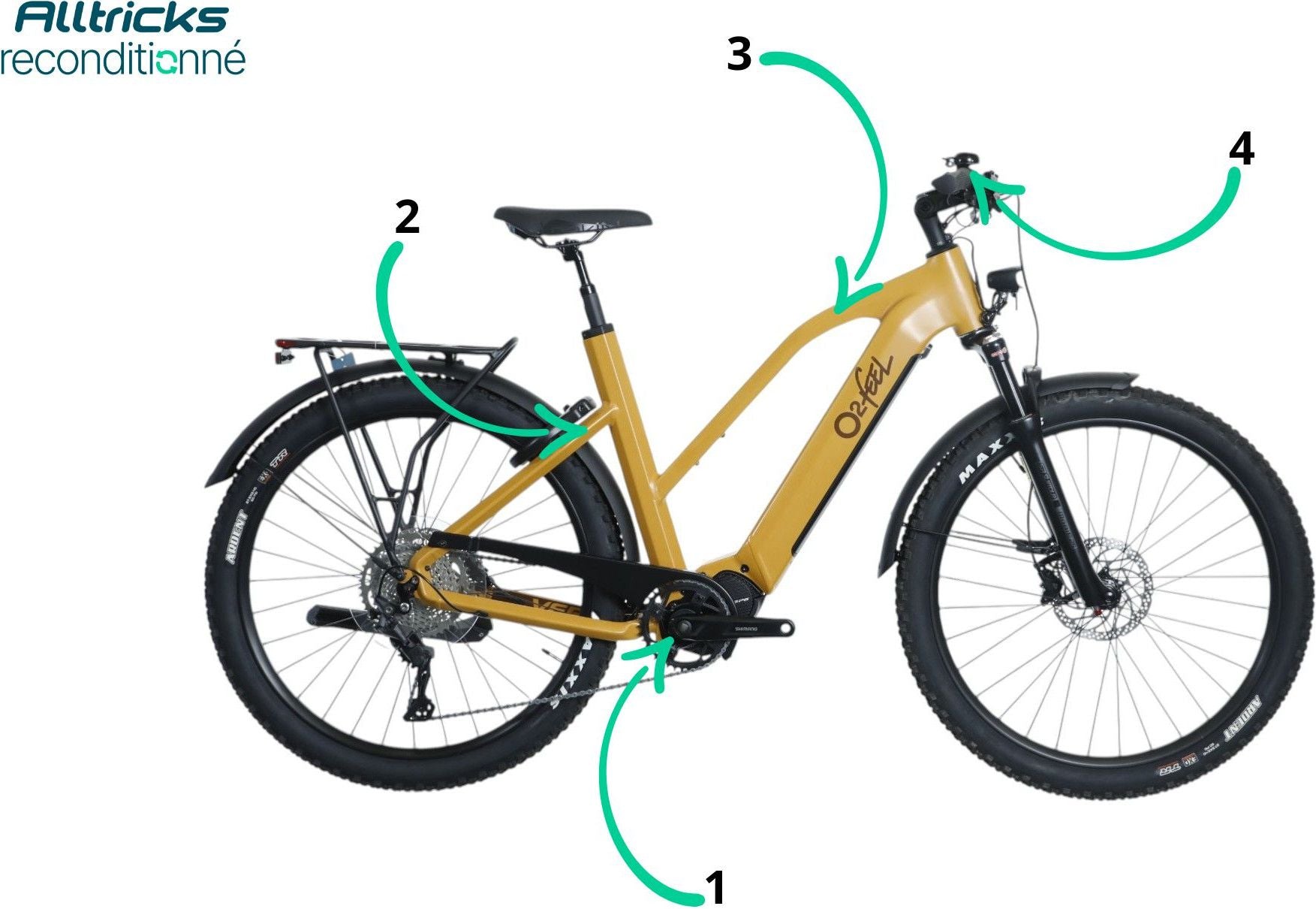 VTC Électrique O2 Feel Vern Urban Power 8.2 Shimano 10V 27.5" 720Wh 85Nm 2023 - T.M 170/185cm - Produit Reconditionné