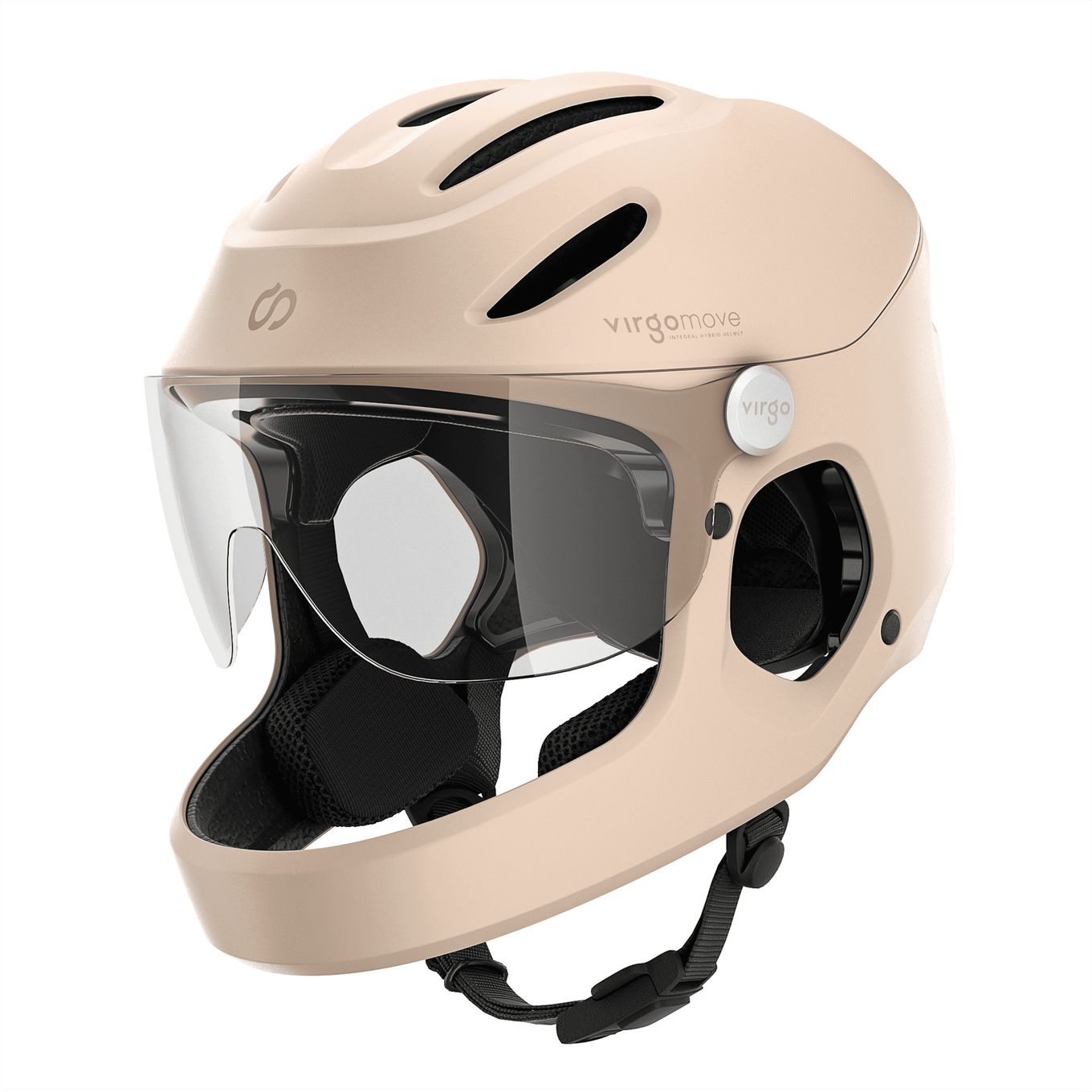 Virgo Integral Mips Beige - Casque Intégral Urbain avec visière et phare arrière