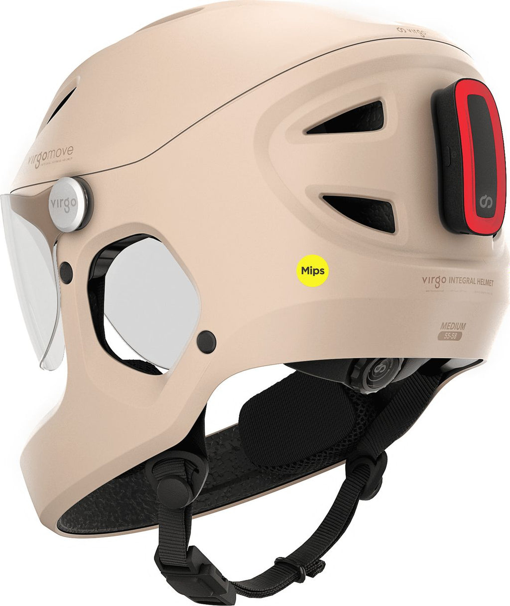 Virgo Integral Mips Beige - Casque Intégral Urbain avec visière et phare arrière