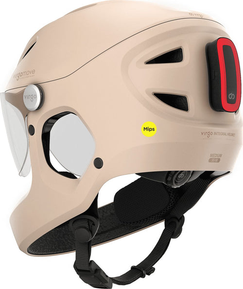 Virgo Integral Mips Beige - Casque Intégral Urbain avec visière et phare arrière