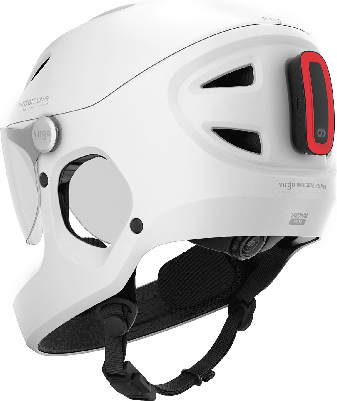 Virgo Integral Blanc - Casque Intégral Urbain avec visière et phare arrière
