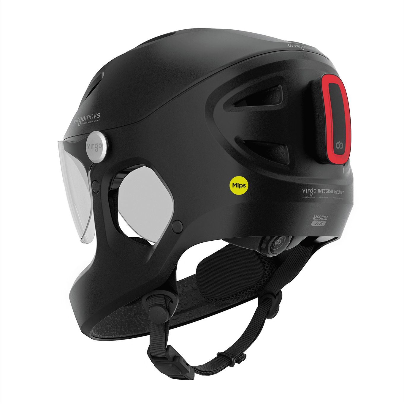 Virgo Integral Mips Noir - Casque Intégral Urbain avec visière et phare arrière