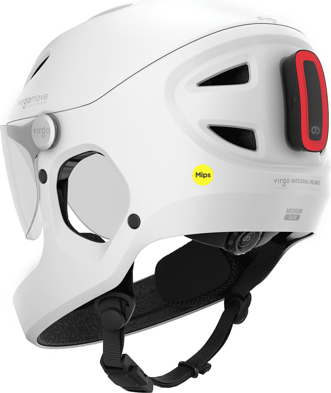 Virgo Integral Mips Blanc - Casque Intégral Urbain avec visière et phare arrière