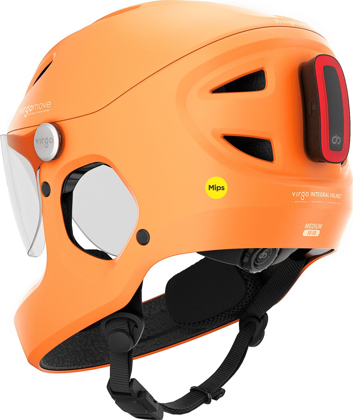 Virgo Integral Mips Orange - Casque Intégral Urbain avec visière et phare arrière