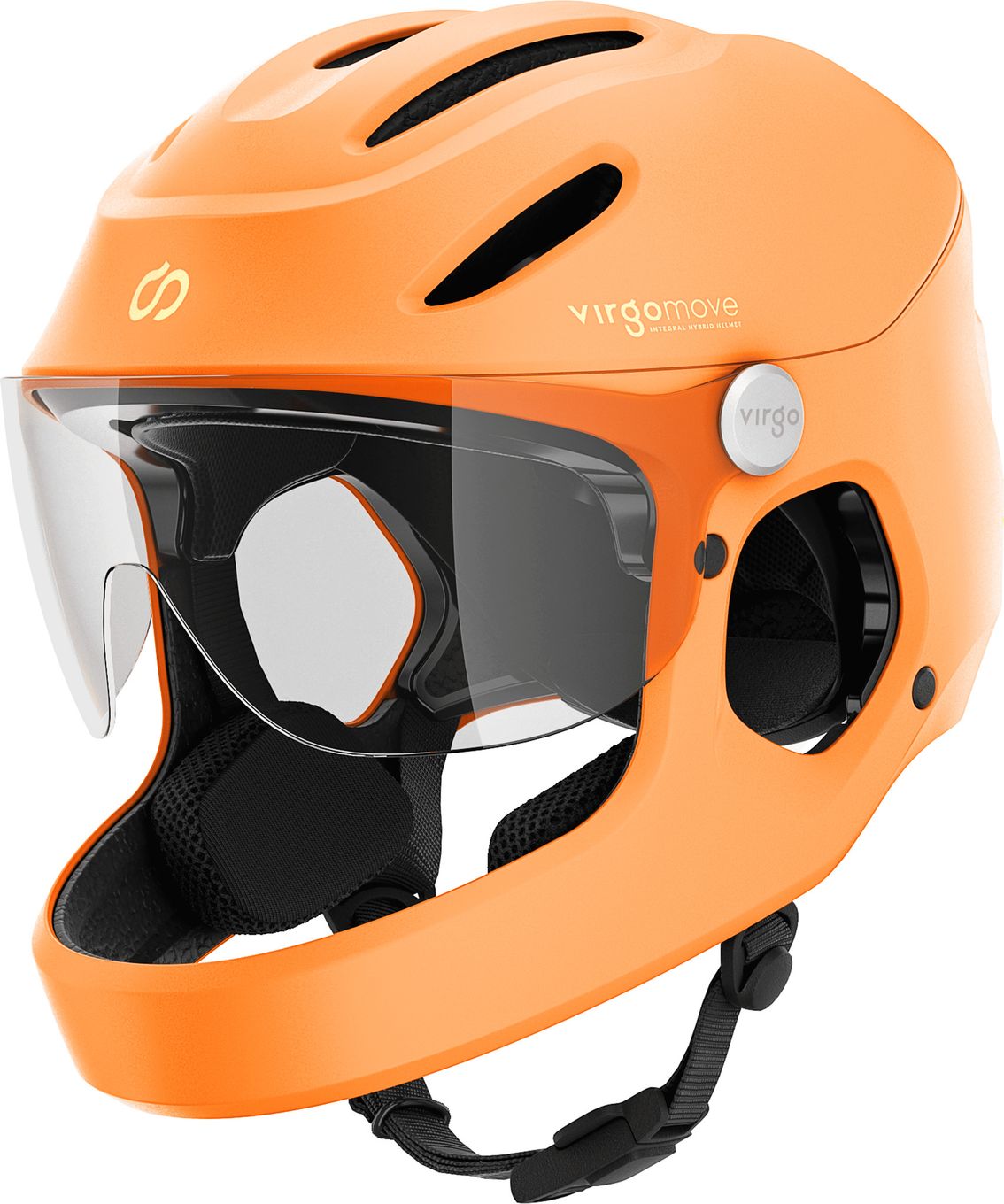 Virgo Integral Orange - Casque Intégral Urbain avec visière et phare arrière