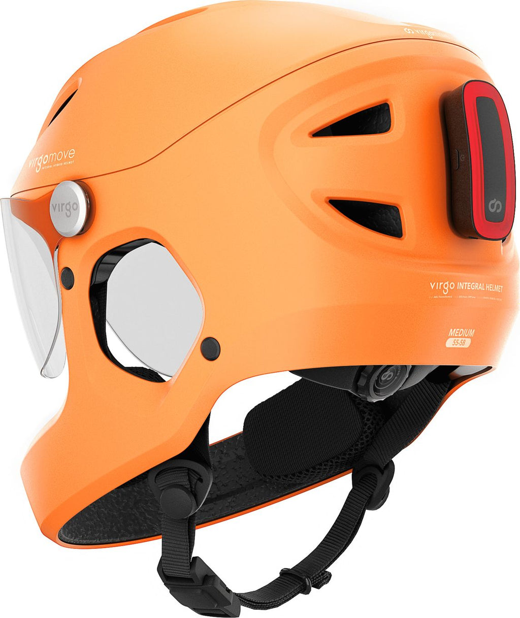 Virgo Integral Orange - Casque Intégral Urbain avec visière et phare arrière